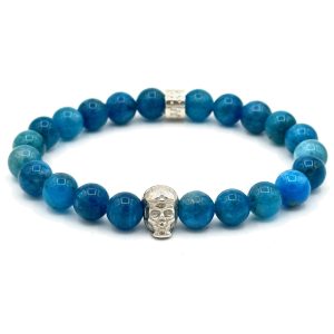Bracelet V8 Améthyste chevron avec Racing Skull en argent et rondelle POLEMAN en argent